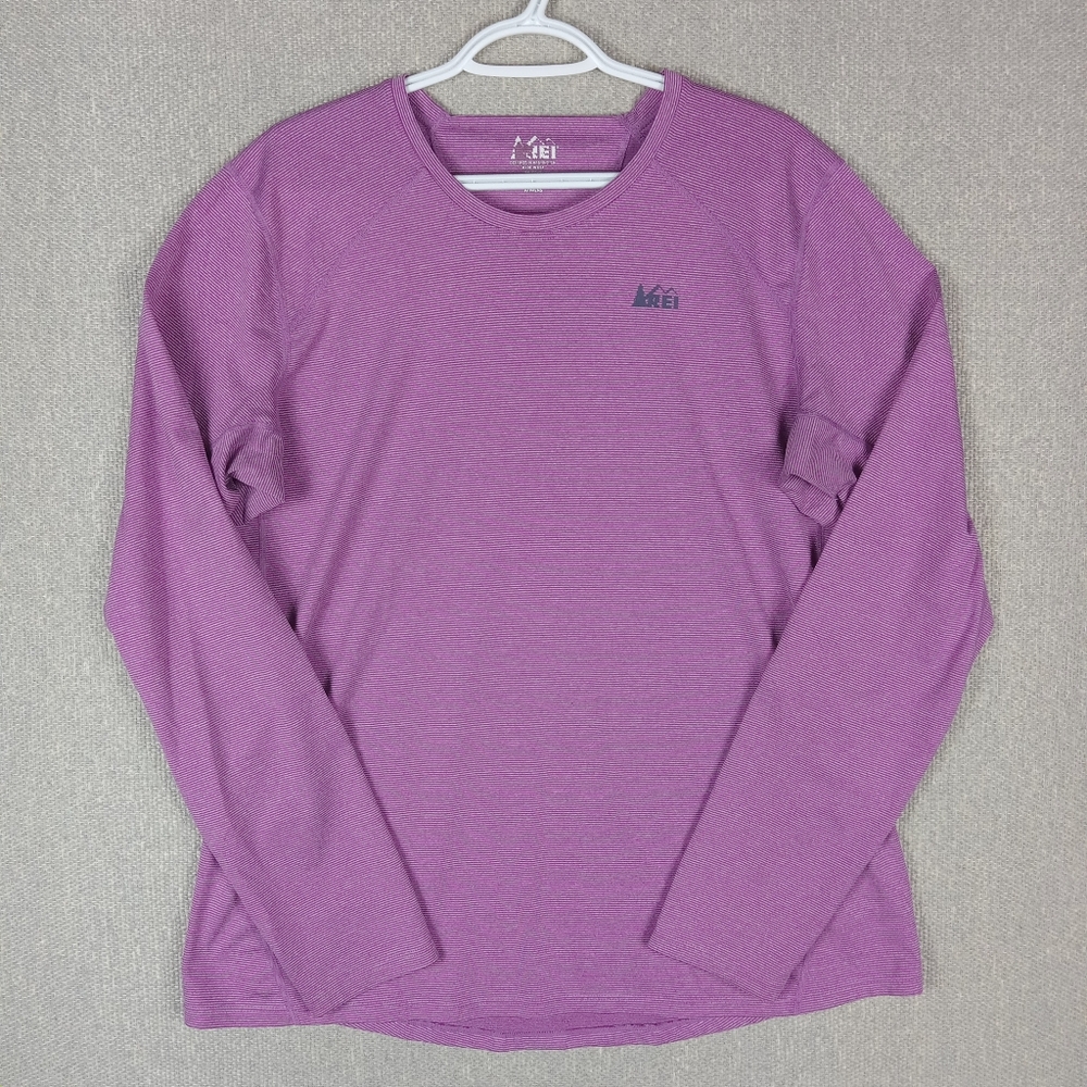 REI Shirt Womens XL Purple Striped Long Sleeve Performance Stretch Hiking Trail